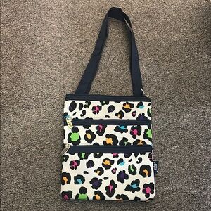 Black and White Crossbody Bag with Leopard Print